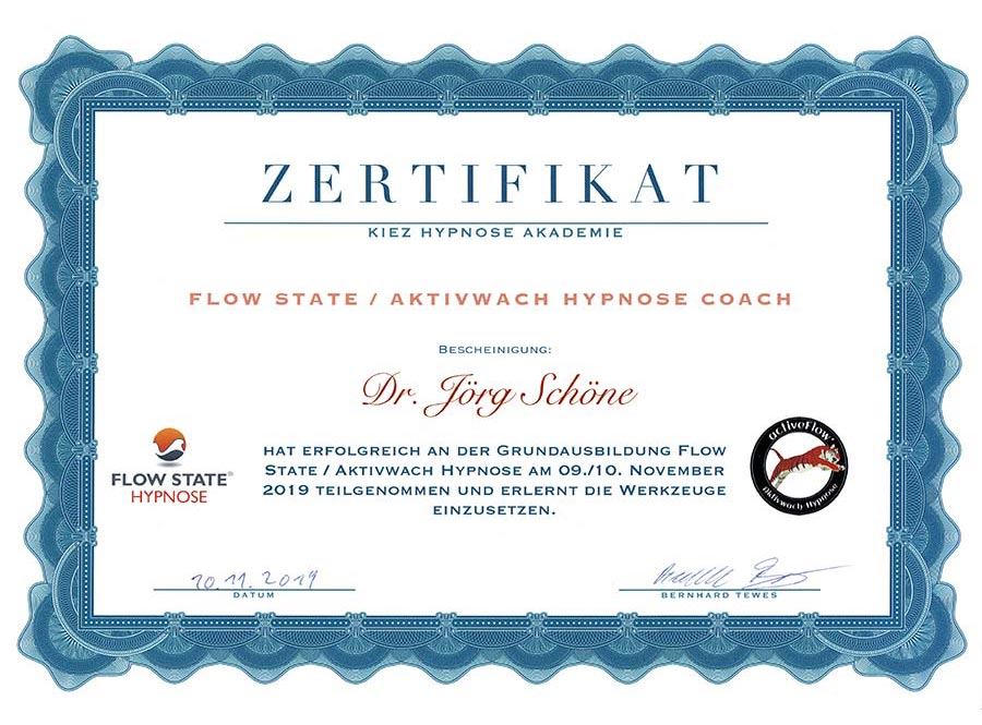 Zertifikat Flow State/Aktivwach Hypnose