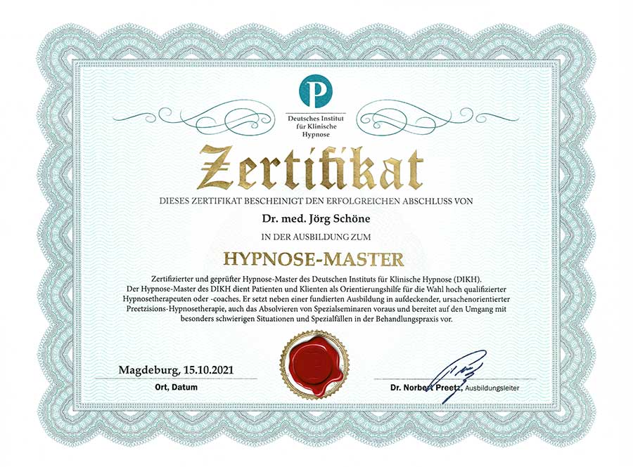 Zertifikat Hypnose-Master